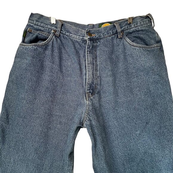 Cabelas Womens 20 Reg Blue Denim Jeans Plaid Flannel Lining Relaxed Fit Zip Fly - Picture 8 of 14